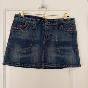 Harley Davidson Denim Mini Skirt with Embellishments Size 10